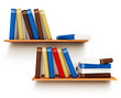Color books with blank covers standing on the wall shelf Color books with blank covers standing on the wall shelf