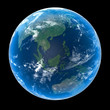 Earth - East Asia & Oceania with clouds