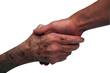 Shaking hands with senior