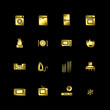 Gold household appliances icons Gold household appliances icons