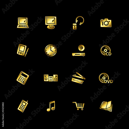 Vektor: Gold e-shop icons Gold e-shop icons