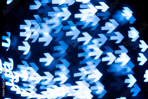 bokeh series - arrows,  blue abstract background