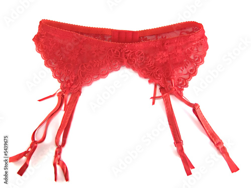 red garter belt isolated on the white background