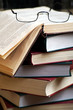 books with glassed on top