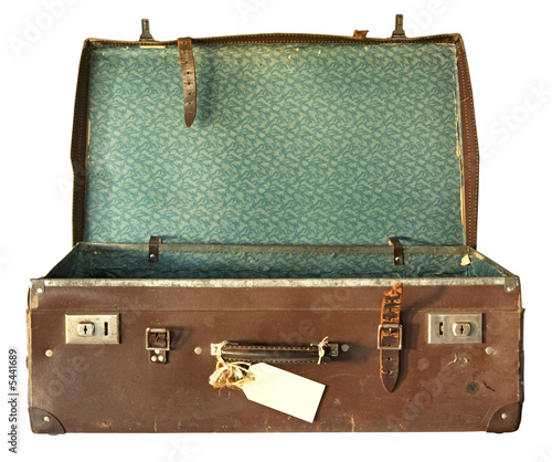 brown leather suitcase. Vintage rown leather suitcase