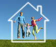 fly happy family with dream house
