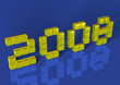 2008 new year as cubic dots text on reflective blue ground
