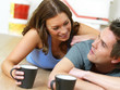 Young couple in their new house