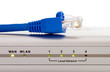 Computer network router status lights with Cat 5 cable Computer network router status lights with Cat 5 cable