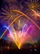 Fireworks display with multiple bursts