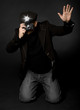 Retro style photographer with vintage camera