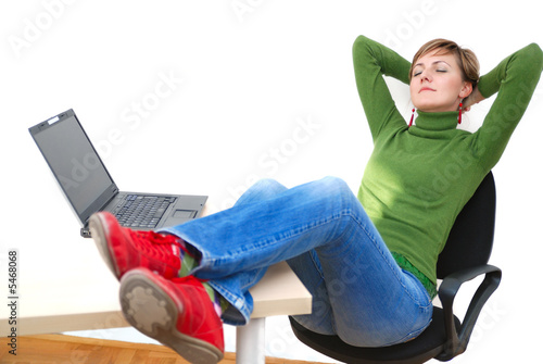 casual girl relaxing at the office