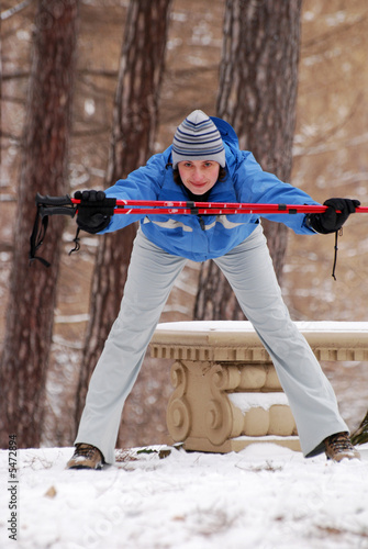 Photo: Exercising with nordic walking poles Exercising with nordic walking poles