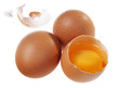 Egg group with broken part on white background Egg group with broken part on white background