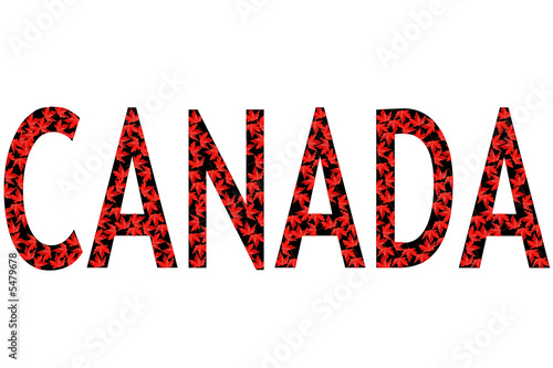 canada word graphic filled with autumn leaves