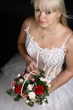 bride flowers very happy in white dress flowers