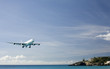 Airplane is preparing for landing on St. Martin island