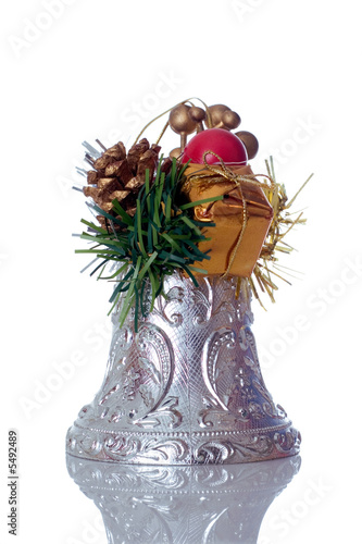 Photo: Isolated Christmas silver bell Isolated Christmas silver bell