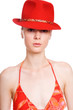The beautiful girl in a red hat