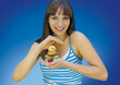 pretty girl with chick in a easter egg