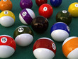a 3d composition of the billiards game