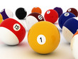 a 3d composition of the billiards game