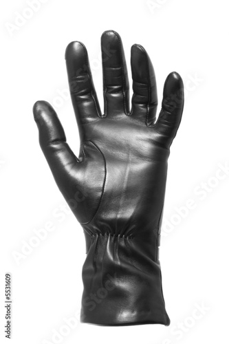 Photo: Black glove - keep/get gesture - isolated on white Black glove - keep/get gesture - isolated on white