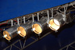 Stage lighting system under roof. Spotlights, outdoor theater. Stage lighting system under roof. Spotlights, outdoor theater.