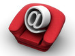 Armchair with symbol for internet
