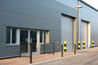 Detail of new industrial unit/warehouse with steel cladding