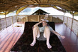 man taking siesta on houseboat
