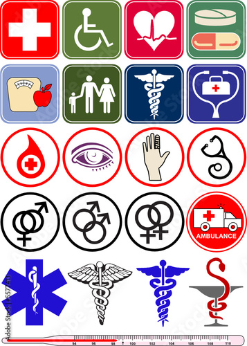 Vector medical objects, icons and logos Vector medical objects, icons and logos