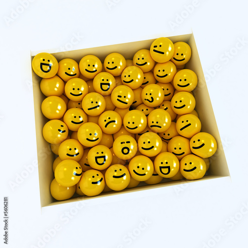 Foto: Winking smiley carried by sad and angry in box ones Winking smiley carried by sad and angry in box ones
