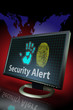Security alert pc system with monitor and finger prints