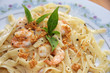 Pasta ala oglio with shrimp Italian cuisine Pasta ala oglio with shrimp Italian cuisine