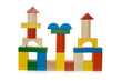 building made by wooden blocks,isolated