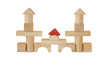 Castle made by wooden blocks,isolated
