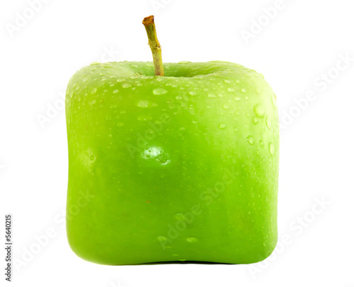 Foto: Square apple on a white background. Square apple on a white background.