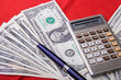 Money background - USA dollars and calculator