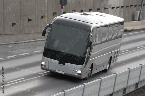 Long distance coach going on the road