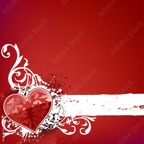 red love heart background. ornate heart background on red