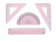 School geometry set in pink plastic School geometry set in pink plastic