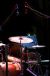 drum kit on the stage, concert of searchlights