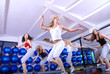 girls stepping in a fitness center