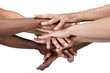 pile of hands isolated on white, 