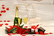 Champagne in bed to celebrate Valentine's Day