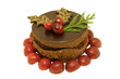 Cherry and chocolate mousse cake decorated Cherry and chocolate mousse cake decorated