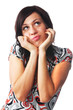 portrait of young pretty girl in wonder image on white