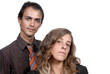 young couple together portrait isolated