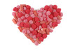 all kind of pink sweets making a valentine's heart shape